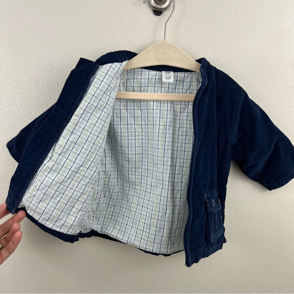 Baby GAP Corduroy Navy Blue Zip-Up Coat 3-6 Months - Picture 2 of 6